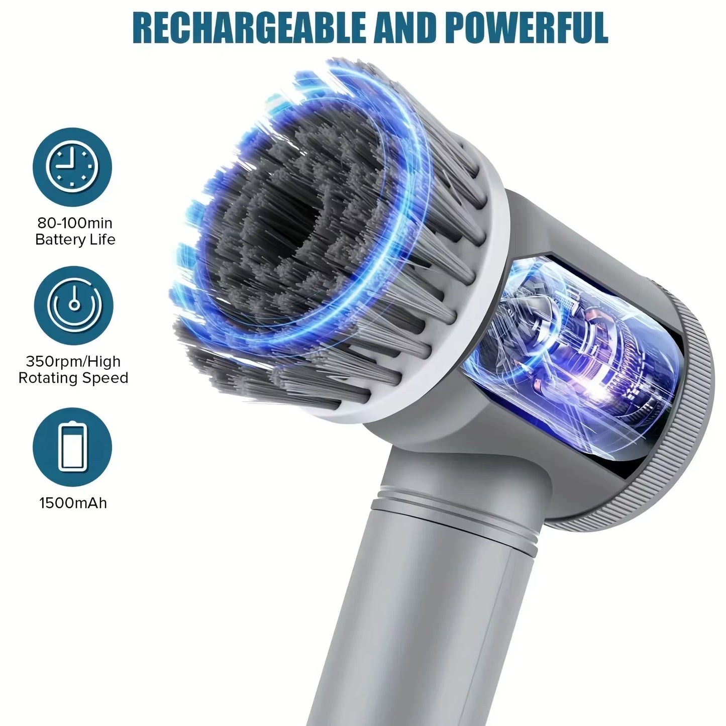 Xiaomi Electric Scrubber Spin Cleaning Brush Power Scrubber with 6Replaceable Brush Heads Electric Cleaning Brush Bathroom