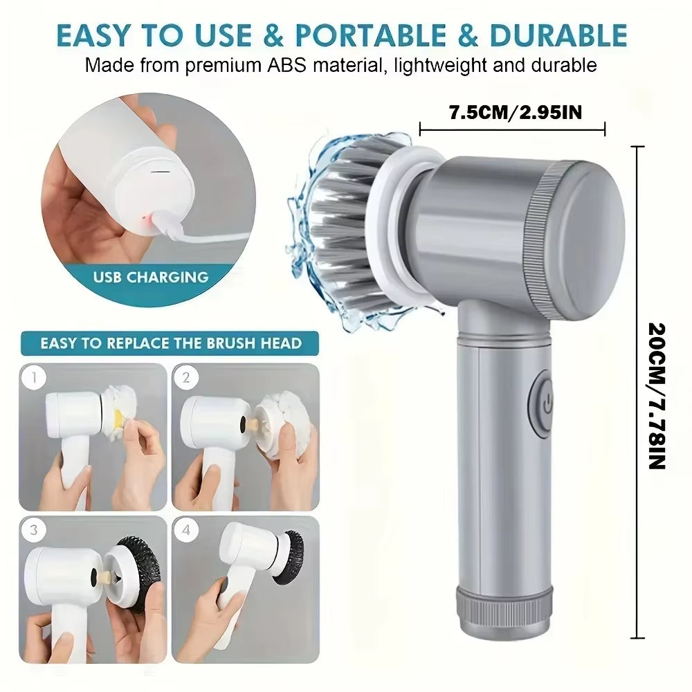 Xiaomi Electric Scrubber Spin Cleaning Brush Power Scrubber with 6Replaceable Brush Heads Electric Cleaning Brush Bathroom